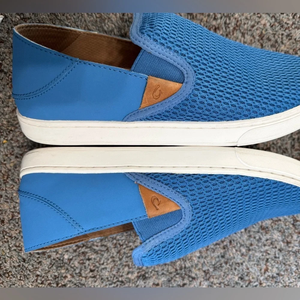 Olukai Ladies 9 Pehuea Blue Mesh Slip-on Flats - Picture 7 of 12